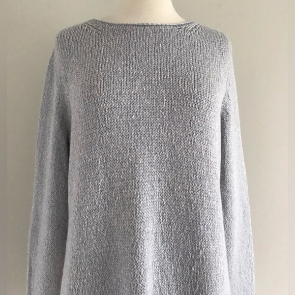 Eileen Fisher Alpaca & Organic Cotton Ballet Neck Side Slit Gray Sweater Size SP - Picture 6 of 12